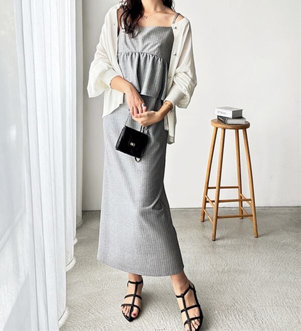 GeeRA（ジーラ）の「楽ちん！ペプラムキャミワンピース（カットソーワンピース）」｜詳細画像