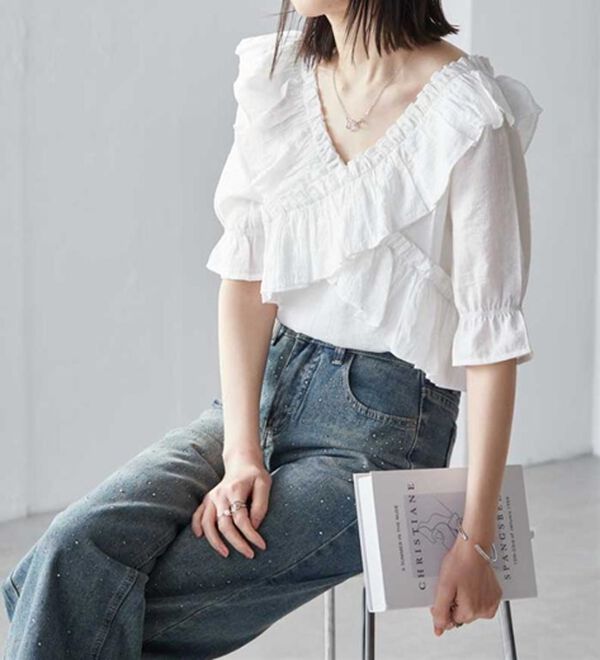 RANAN（ラナン）の「オフショルフリルブラウス（ブラウス）」｜詳細画像