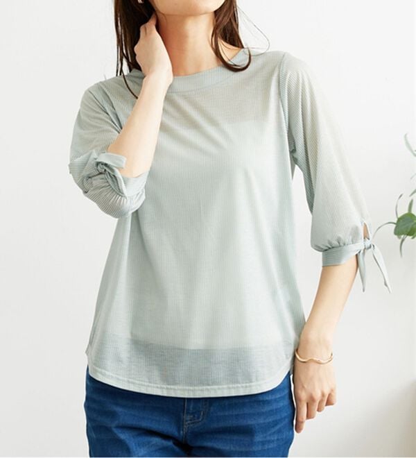 BELLUNA（ベルーナ）の「【2点セット】ストライプシャツ&times;ベストアンサンブル（アンサンブル）」｜詳細画像