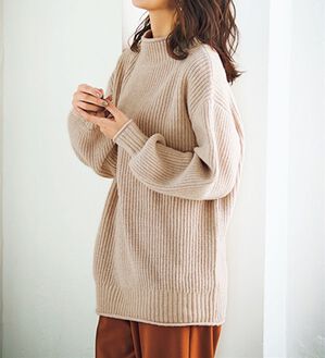 BELLUNA（ベルーナ）の「エコ素材メランジニットプルオーバー（ニット・セーター）」｜トープ