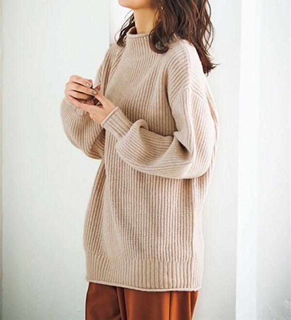 BELLUNA（ベルーナ）の「エコ素材メランジニットプルオーバー（ニット・セーター）」｜トープ