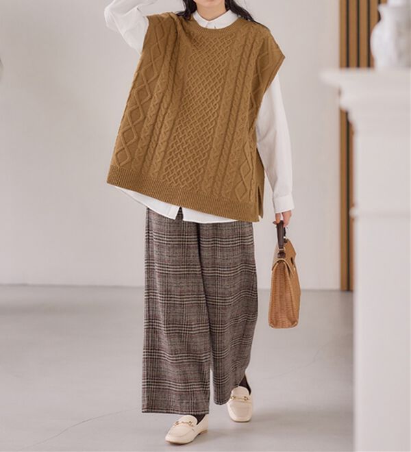 Viola e Viola（ヴィオラ エ ヴィオラ）の「ゆるストレートチェックパンツ（ワイドパンツ・ガウチョ）」｜詳細画像