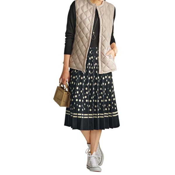 BELLUNA（ベルーナ）の「ニットプリーツ使いドット柄ジャカードワンピースアンサンブル（ニットワンピース）」｜詳細画像