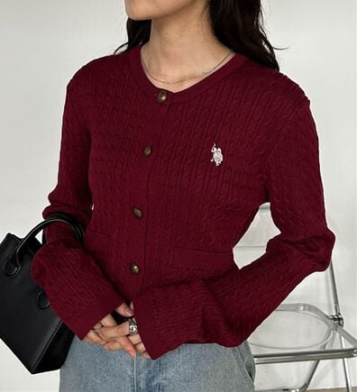 RANAN（ラナン）の「＜Ｕ．Ｓ．Ｐ＞ゴールド調ボタン刺繍ケーブルカーディガン（ニット・セーター）」