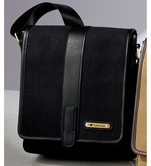 「＜ゴールデンベア＞はっ水パラフィン帆布ショルダー（メンズショルダーバッグ）」｜ブラック