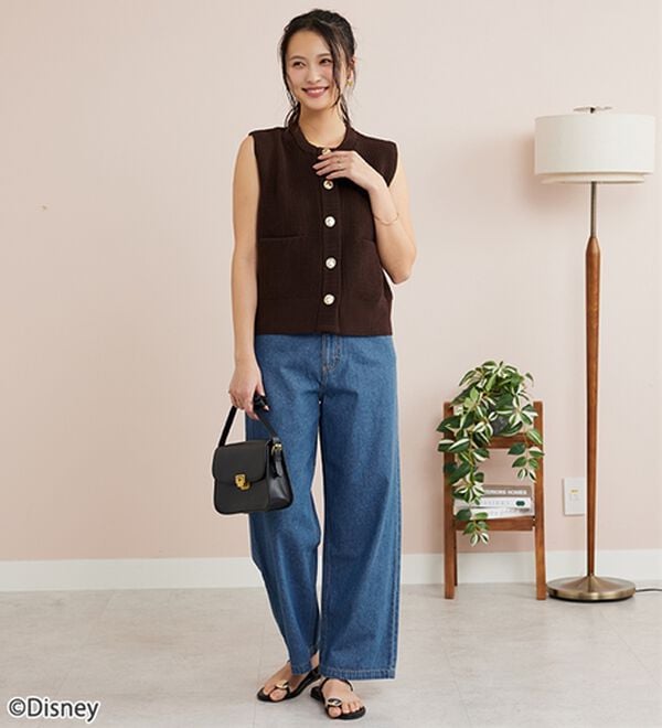 BELLUNA（ベルーナ）の「＜Ｄｉｓｎｅｙ＞刺しゅうデニムパンツ（ワイドパンツ・ガウチョ）」｜詳細画像