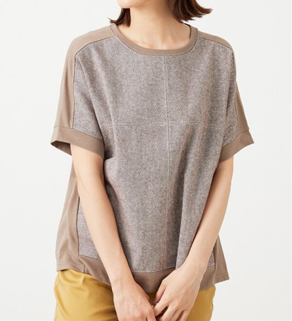 BELLUNA（ベルーナ）の「ステッチデザイン切替プルオーバー（カットソー）」｜モカ系