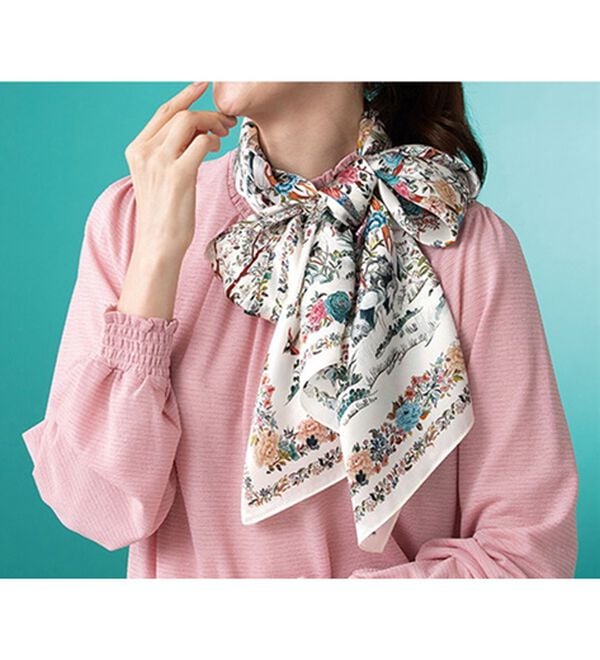 ルフラン（ルフラン）の「シルク１００％サテンプリントストール（ストール・スカーフ・マフラー）」｜詳細画像