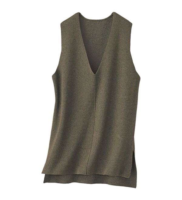 BELLUNA（ベルーナ）の「エコ素材シンプルロングニットベスト（ベスト）」｜詳細画像