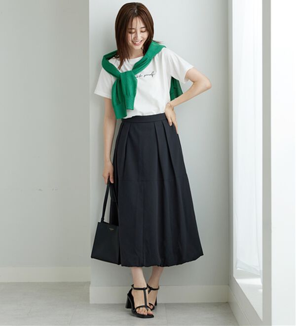 BELLUNA（ベルーナ）の「しぼ感素材バルーンスカート（ロングスカート）」｜詳細画像