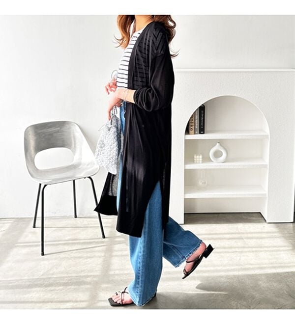 GeeRA（ジーラ）の「【3つの機能付】ロングニットカーディガン（ミディ丈）（ニットカーディガン）」｜詳細画像