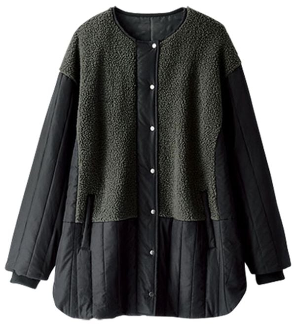 BELLUNA（ベルーナ）の「ボア切替キルトデザインミドル丈コート（ハーフコート）」｜詳細画像