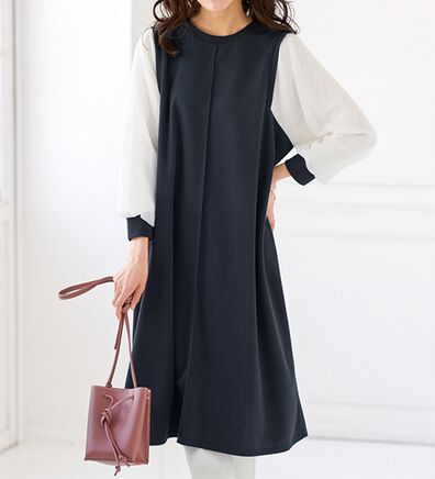 BELLUNA（ベルーナ）の「シアー袖デザインワンピース（その他ワンピース）」