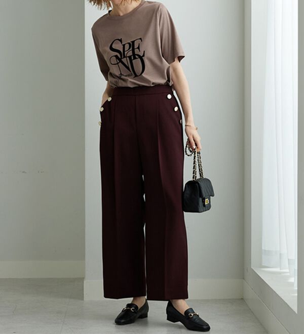 BELLUNA（ベルーナ）の「メランジストレッチ素材ワイドパンツ（ワイドパンツ・ガウチョ）」｜詳細画像