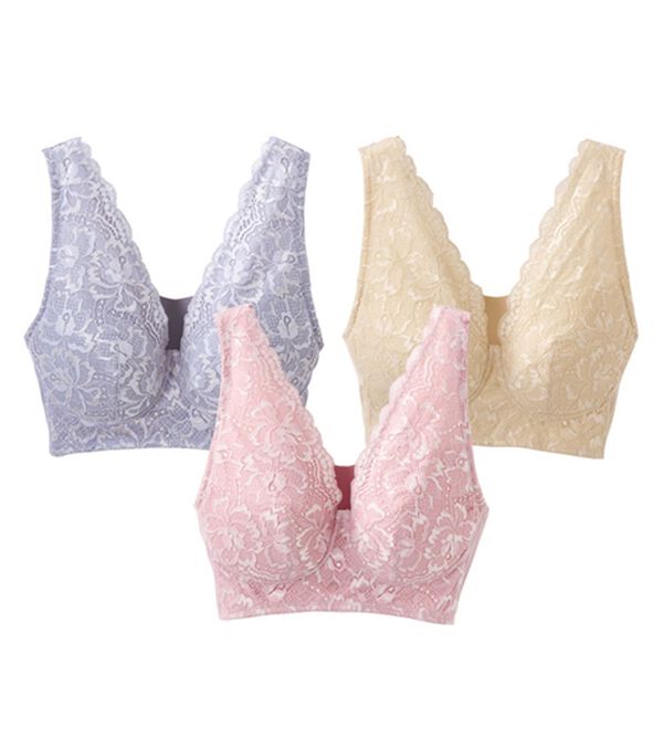 LAVIENNE（ラヴィエンヌ）の「【３色組】ピタッとフィットするストレッチブラ（ブラジャー）」｜3色組