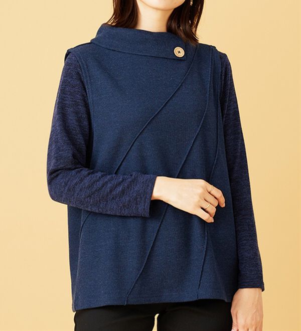 BELLUNA（ベルーナ）の「【2点セット】裏起毛素材衿デザインアンサンブル（アンサンブル）」｜詳細画像