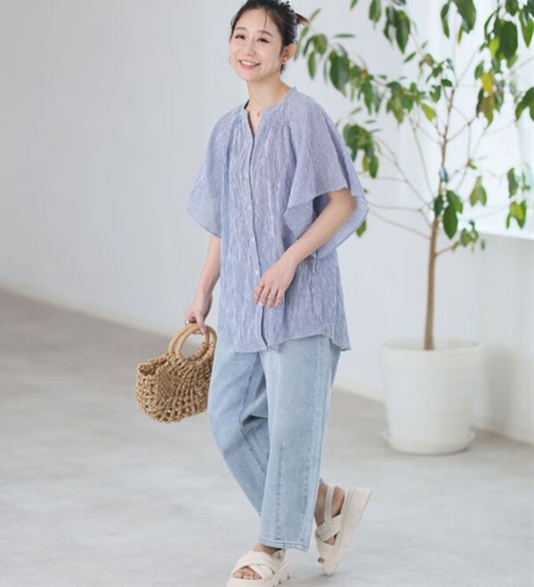 A HAPPY MARILYN（アハッピーマリリン）の「【Ｌ～６Ｌ】【風通るプレミアム】フレアスリーブワイドブラウス（ブラウス）」｜詳細画像