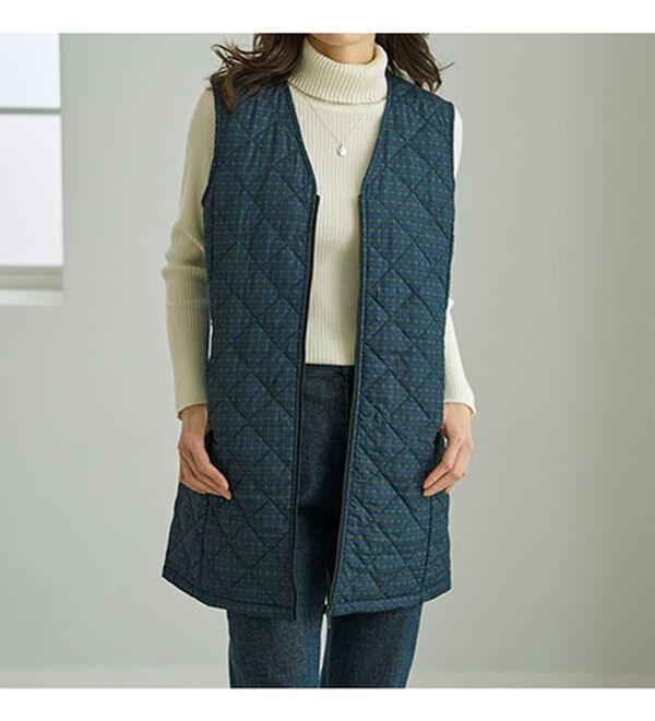 BELLUNA（ベルーナ）の「【マジ軽ウォーム】蓄熱保温キルトロングベスト（ポーチ付）（ベスト）」｜詳細画像