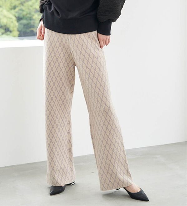 RANAN（ラナン）の「ニットジャカードパンツ（フルレングスパンツ）」｜ベージュ系