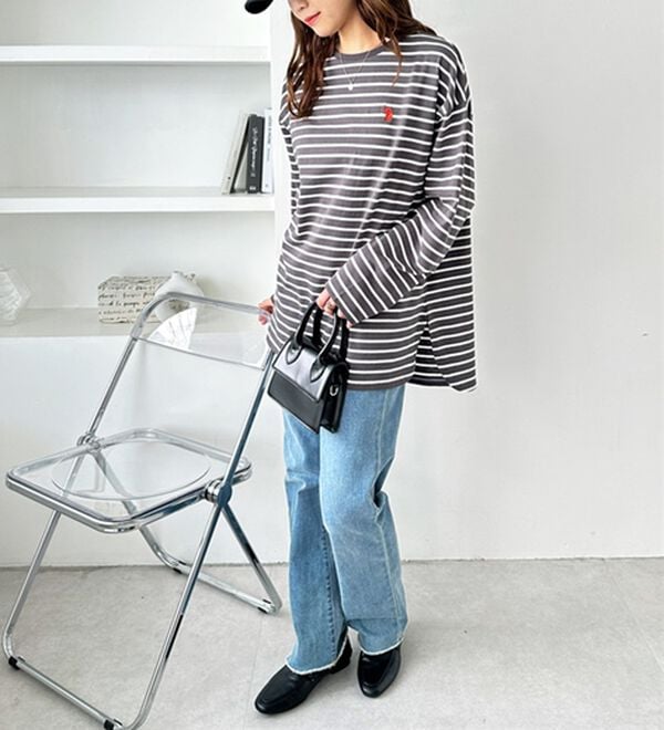 GeeRA（ジーラ）の「【Ｕ．Ｓ．ＰＯＬＯ ＡＳＳＮ】オーバーサイズ刺しゅうロンＴ（カットソー）」｜詳細画像