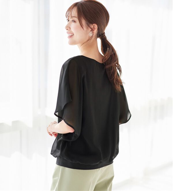 alotta（アロッタ）の「【接触冷感】カットソー裏地付ドルマンブラウス（ブラウス）」｜詳細画像