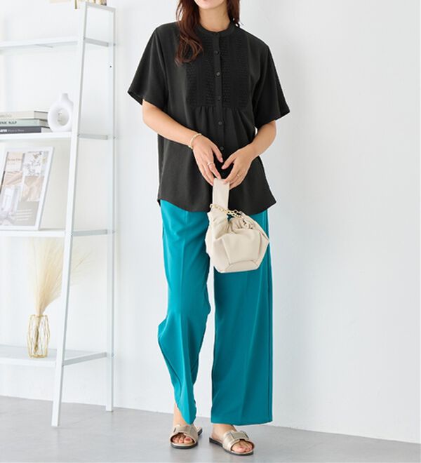 Viola e Viola（ヴィオラ エ ヴィオラ）の「【接触冷感】ヨークレースブラウス（ブラウス）」｜詳細画像