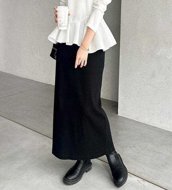 GeeRA（ジーラ）の「【着回し力◎】楽ちんすっきり見え！リブロングスカート（ロングスカート）」｜詳細画像