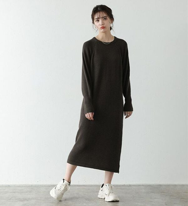 Pierrot（ピエロ）の「【Pierrot限定サイズ】パフスリーブロングニットワンピース（ニットワンピース）」｜詳細画像