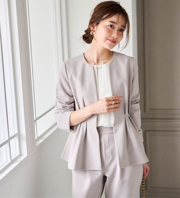 RANAN（ラナン）の「ノーカラーペプラムパンツスーツ（パンツスーツ）」｜詳細画像