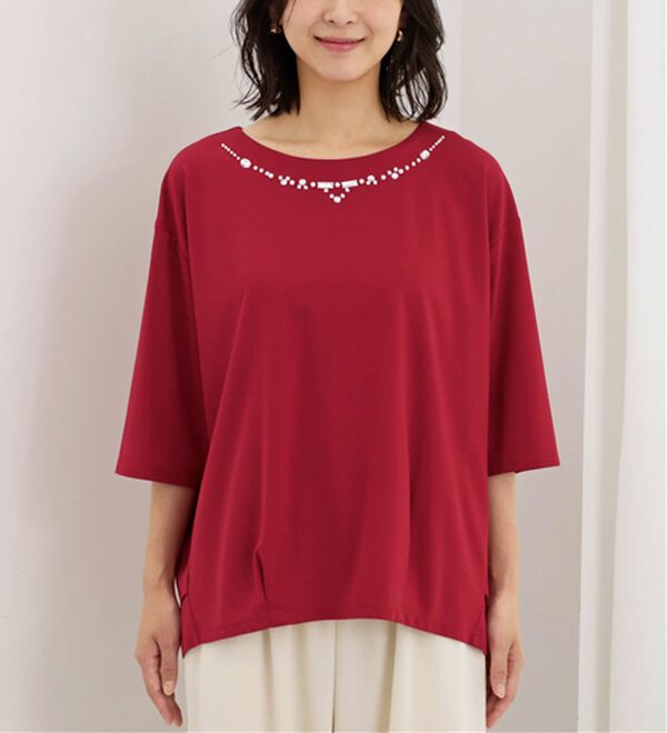 BELLUNA（ベルーナ）の「ビジュー使いドルマンプルオーバー（カットソー）」｜詳細画像