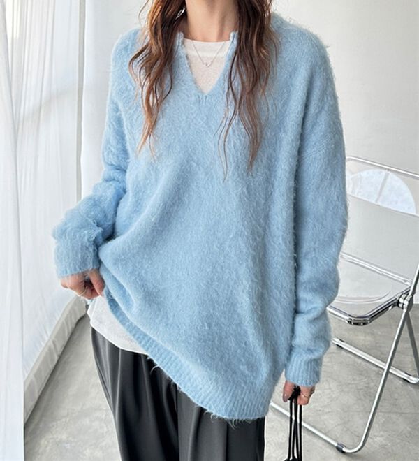 GeeRA（ジーラ）の「キーネック起毛ゆるニット（ニット・セーター）」｜詳細画像