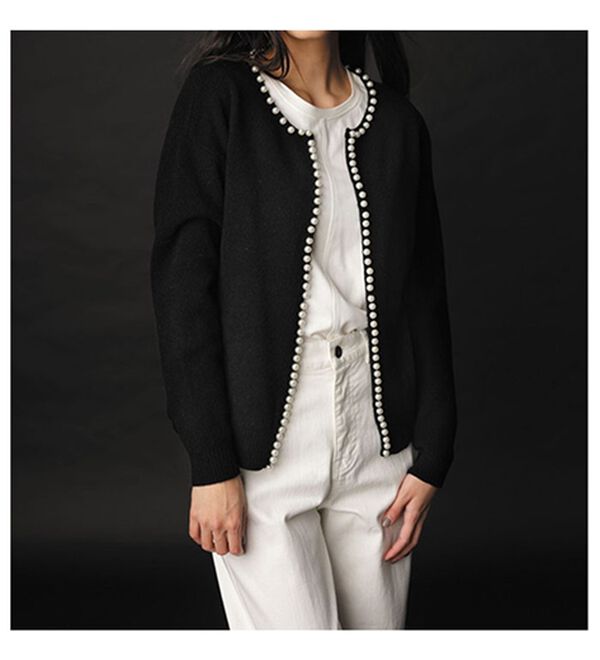 RANAN（ラナン）の「パール調ビジュー使いカーディガン（ニットカーディガン）」｜詳細画像