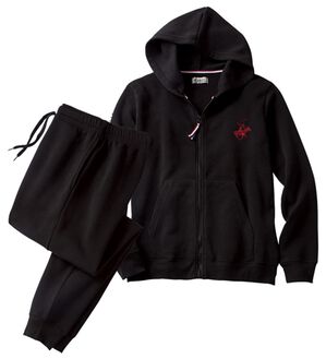 「＜ビバリーヒルズ・ポロクラブ＞ブランドロゴセットアップスーツ（メンズルームウェア）」｜ブラック(フルジップ)