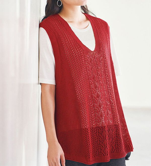 透かし編みが涼し気なニットベスト - ベルーナ【公式】