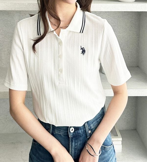 GeeRA（ジーラ）の「【ＵＳ．ＰＯＬＯ．ＡＳＳＮ】ランダムリブポロシャツ（カットソー）」｜詳細画像