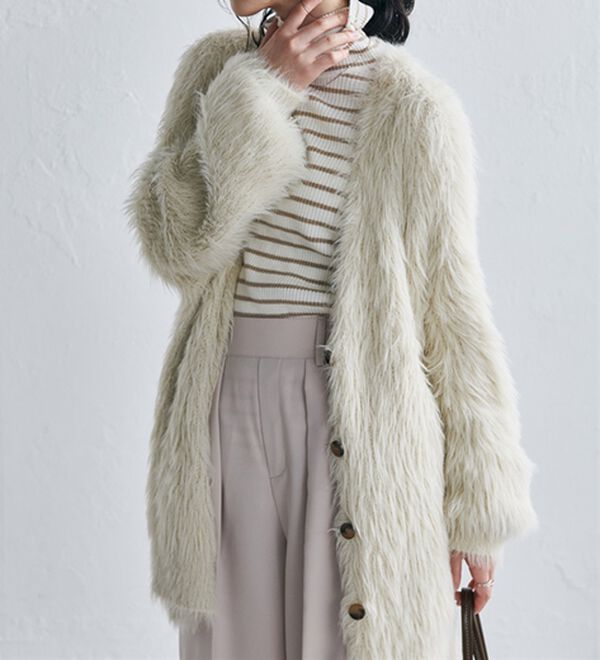 RANAN（ラナン）の「ロングフェザーシャギーオーバーカーデ（ニットカーディガン）」｜詳細画像