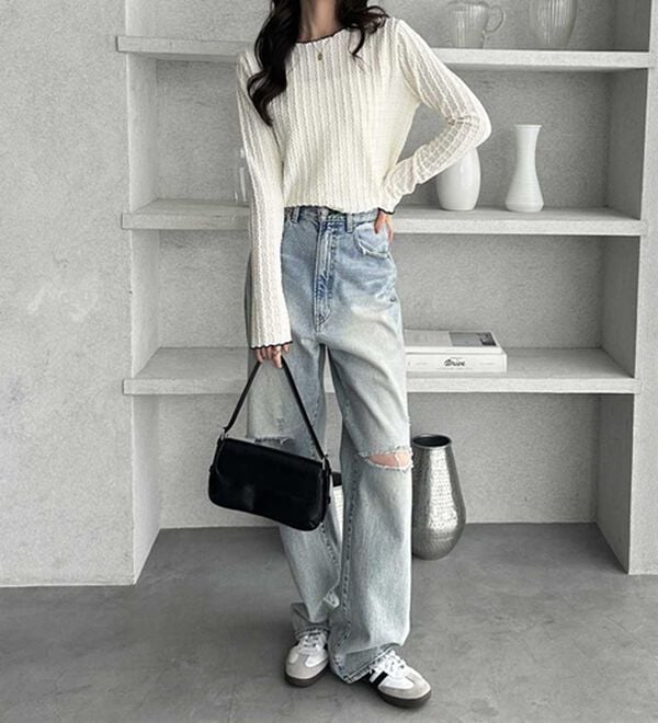 GeeRA（ジーラ）の「表面感配色メローカットソー（カットソー）」｜詳細画像