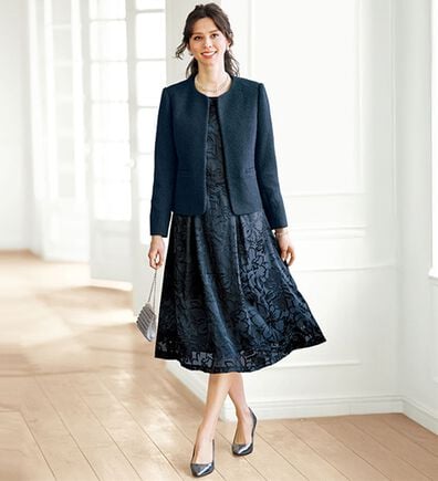 BELLUNA（ベルーナ）の「花柄オパール素材ワンピースアンサンブル（ワンピースセットスーツ）」