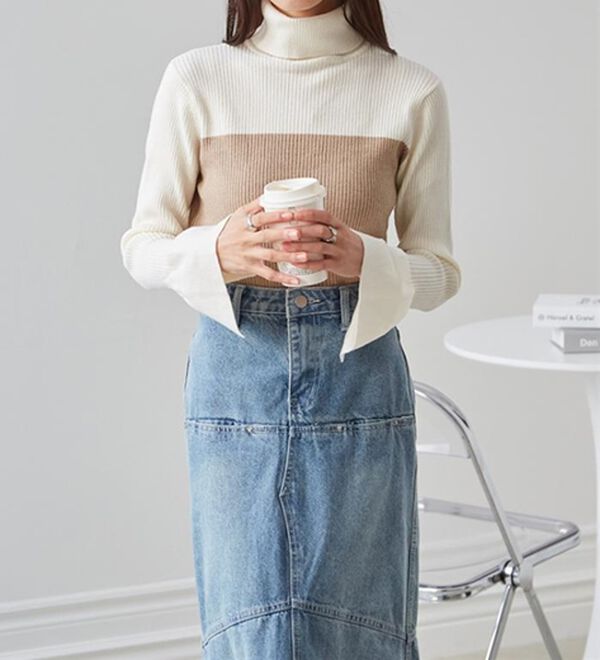 RANAN（ラナン）の「＜ムースタッチ＞洗える！バイカラータートルリブニット（ニット・セーター）」｜詳細画像