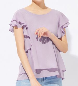 alotta（アロッタ）の「楊柳シフォン袖フリルブラウス（ブラウス）」｜詳細画像