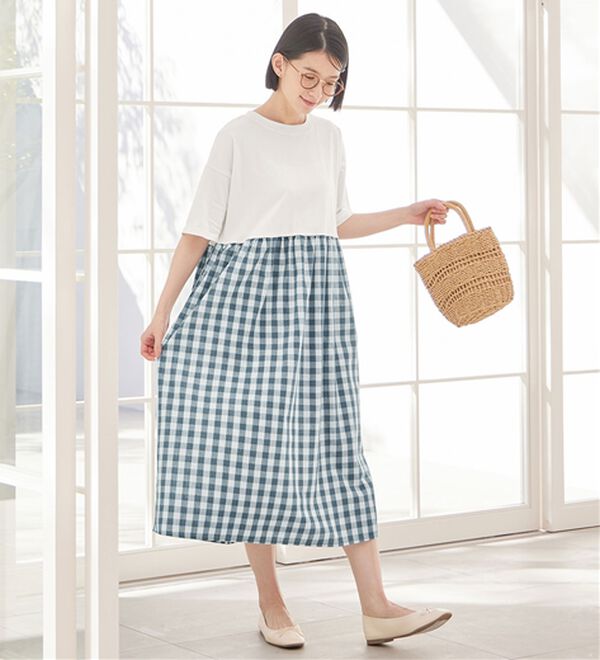 Viola e Viola（ヴィオラ エ ヴィオラ）の「さらひやりコーデ楽ちんドッキングワンピ―ス（ドッキングワンピース）」｜詳細画像