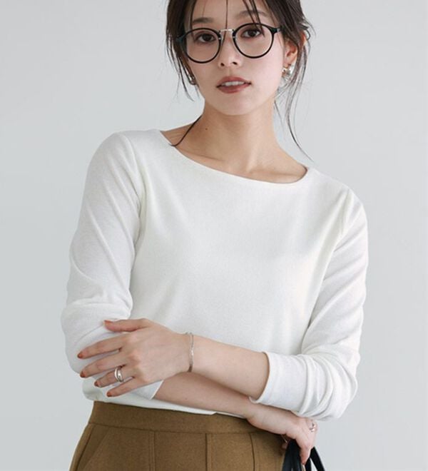 Pierrot（ピエロ）の「【ネックが選べる】テレコリブカットソー（カットソー）」｜詳細画像