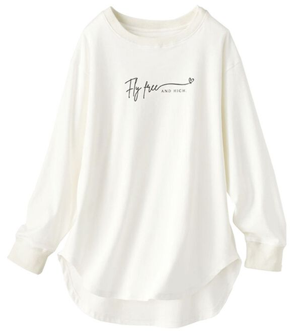 BELLUNA（ベルーナ）の「綿１００％抗菌防臭ロゴＴシャツ（カットソー）」｜オフ白