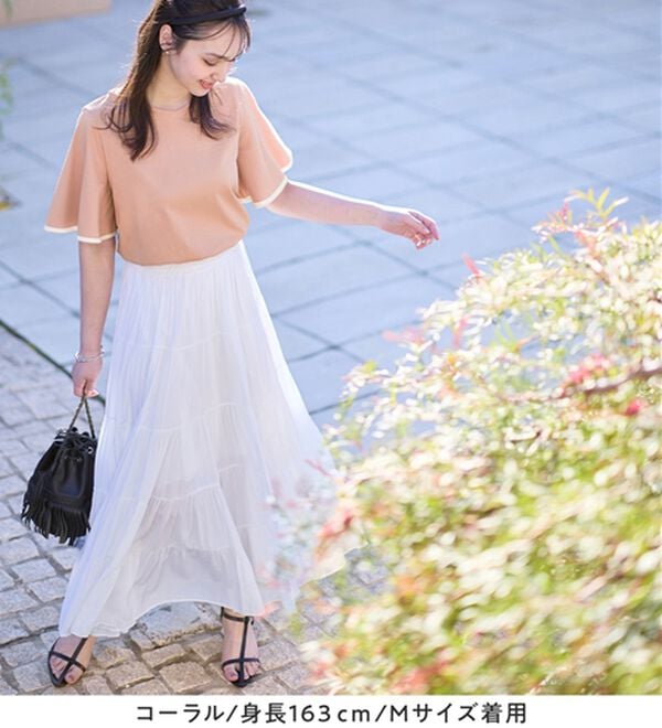 alotta（アロッタ）の「【接触冷感】配色フレアスリーブトップス（カットソー）」｜詳細画像