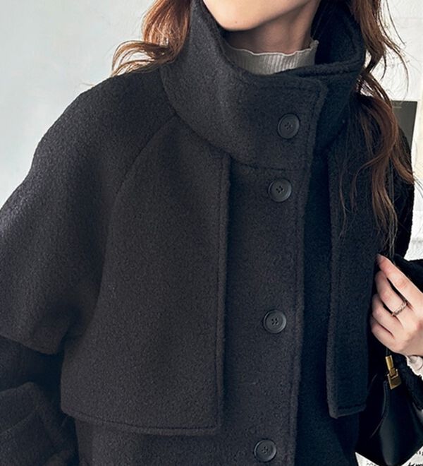 GeeRA（ジーラ）の「リングウールライクスタンドカラーコート（ハーフコート）」｜詳細画像