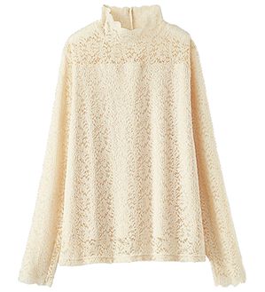 BELLUNA（ベルーナ）の「重ね着を楽しむ冬インナー！レースプルオーバー（カットソー）」｜アイボリー