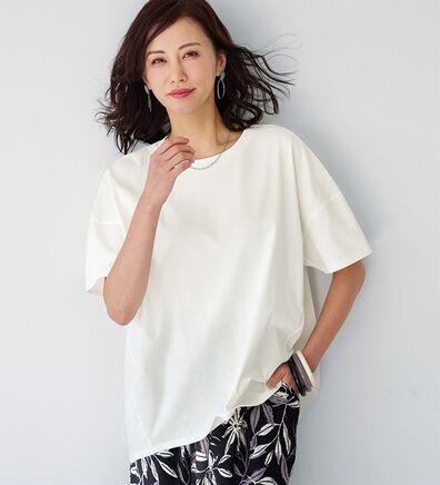 BELLUNA（ベルーナ）の「ゆったりパンツもインせず決まる！コクーンＴシャツ（カットソー）」