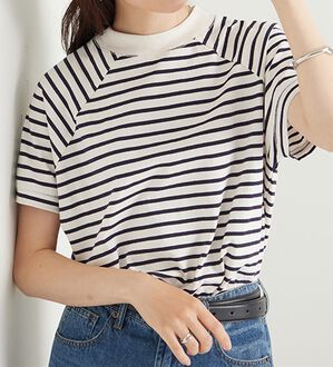 BELLUNA（ベルーナ）の「華奢見せ！しっかり素材コットン１００％Ｔシャツ（カットソー）」｜詳細画像