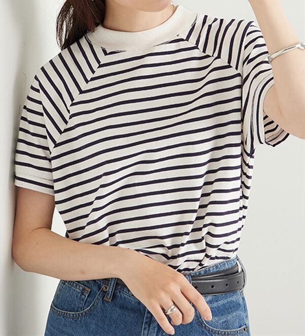 BELLUNA（ベルーナ）の「華奢見せ！しっかり素材コットン１００％Ｔシャツ（カットソー）」｜詳細画像