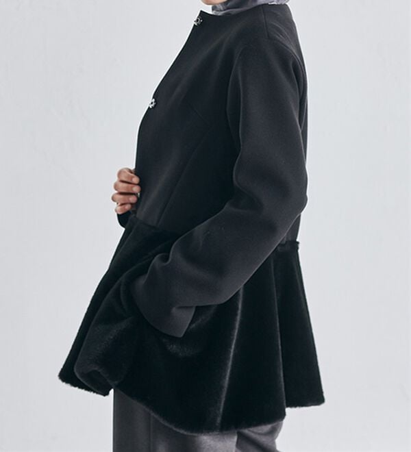 RANAN（ラナン）の「ペプラムファー切替コート（ハーフコート）」｜詳細画像